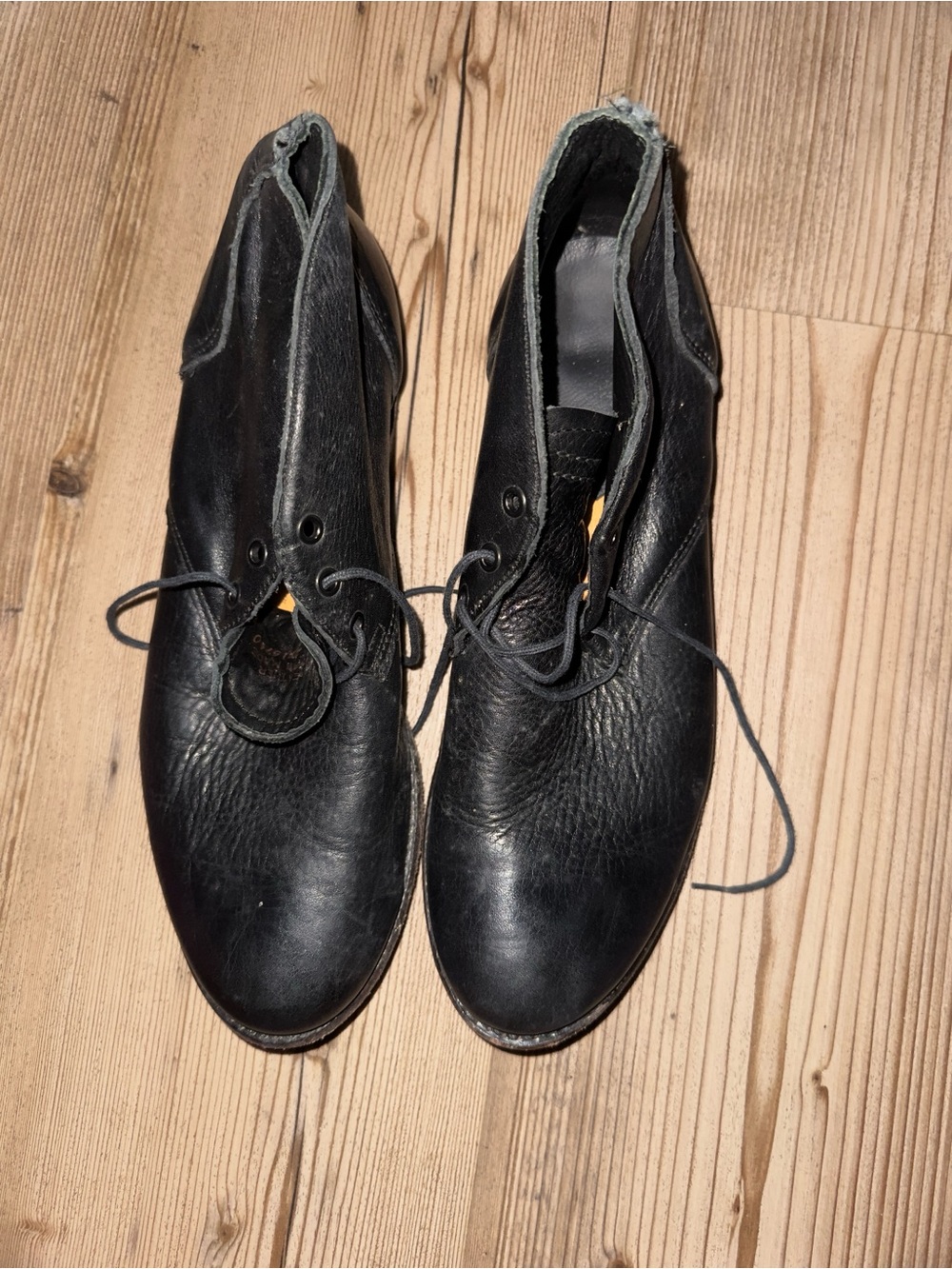 Black Leather Lace-Up Ankle Boots